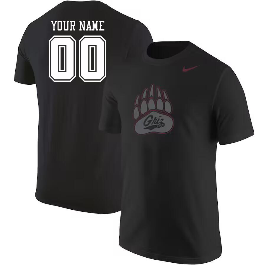 Custom Montana Grizzlies Name And Number College Tshirt-Black